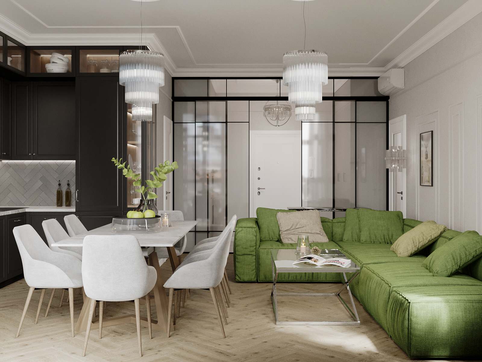 Трехкомнатная квартира в классическом европейском стиле