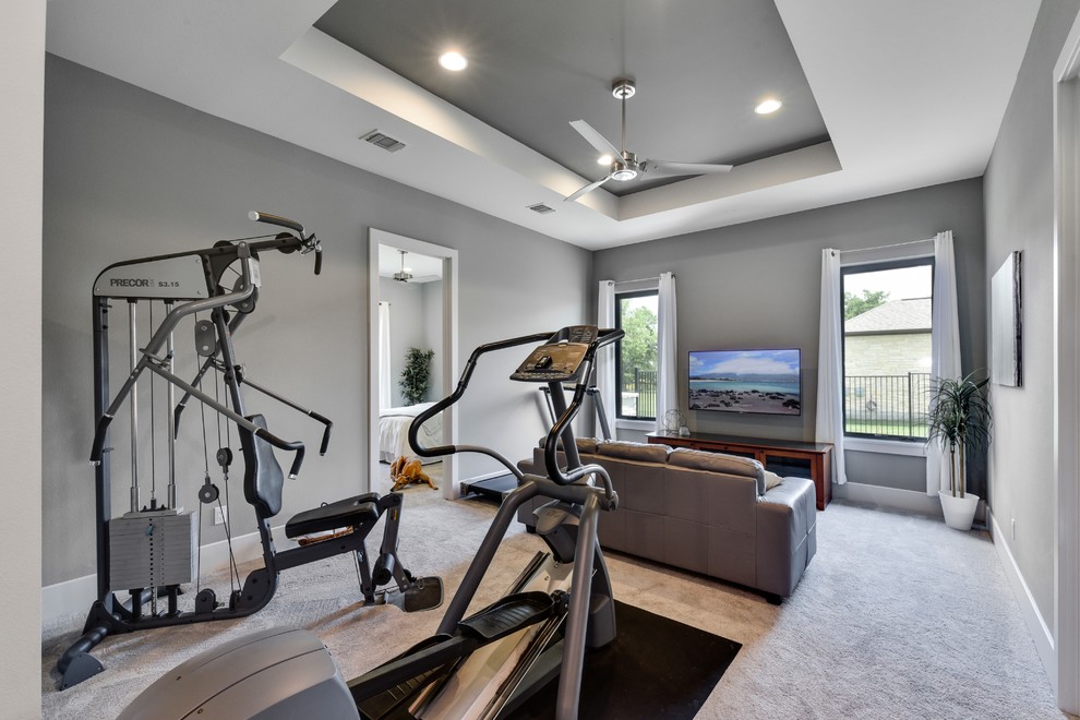 Contemporary home gym in Austin.