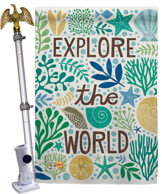 Explore The World Coastal Nautical House Flag Set Modern Flags And Flagpoles by Breeze