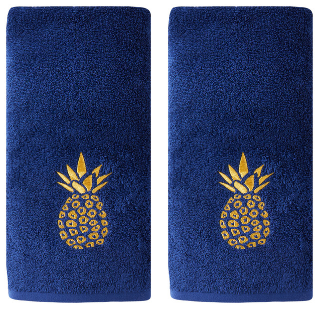 Navy SKL Home by Saturday Knight Ltd Gilded Pineapple Bath Towel