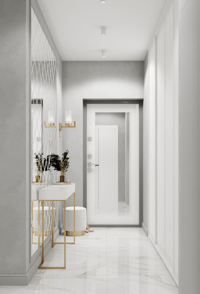 Квартира с современной гостиной с отсылками к ар-деко. Проект 2022 года