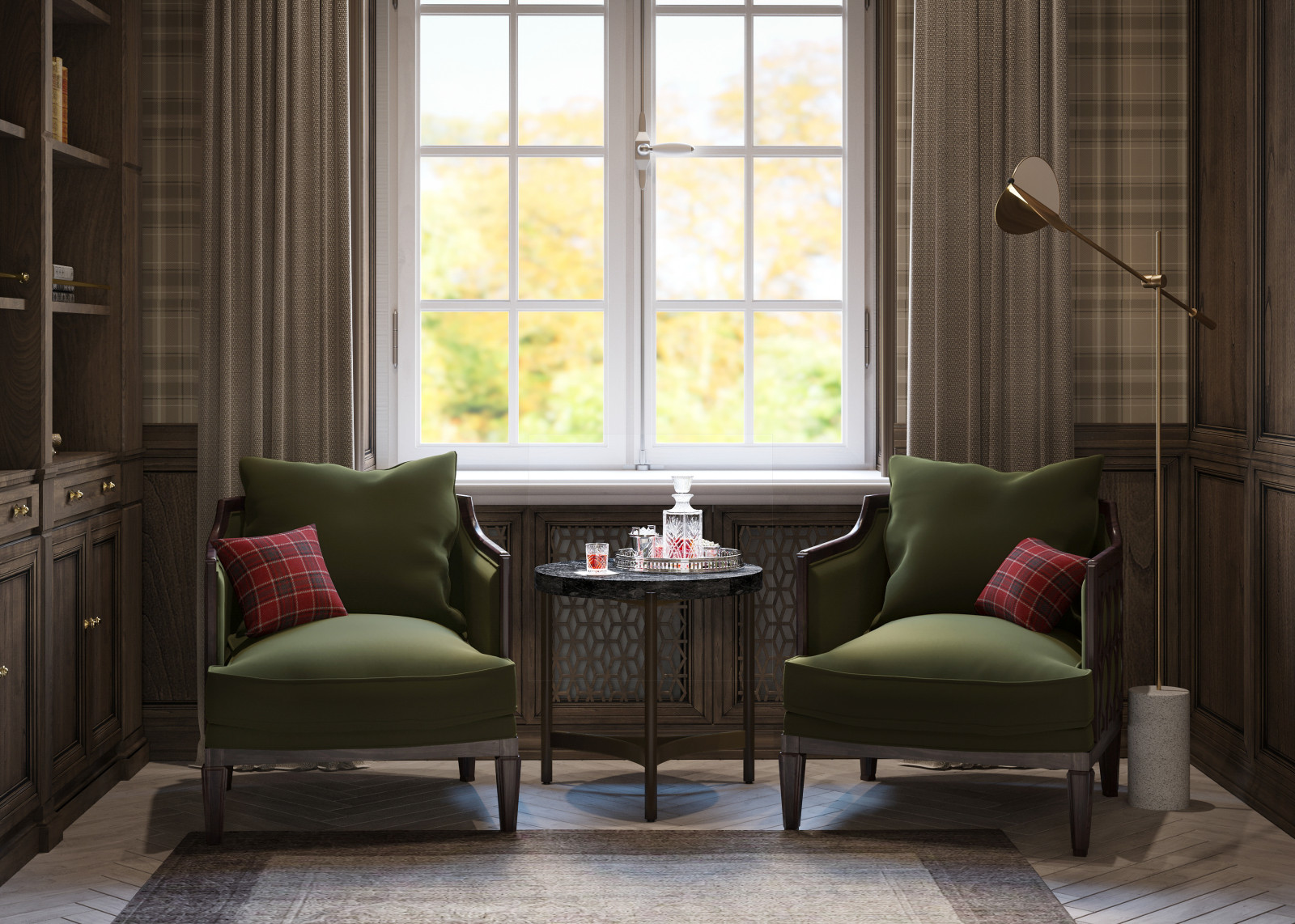 Кабинет в английском стиле в проекте "Жемчужная река"