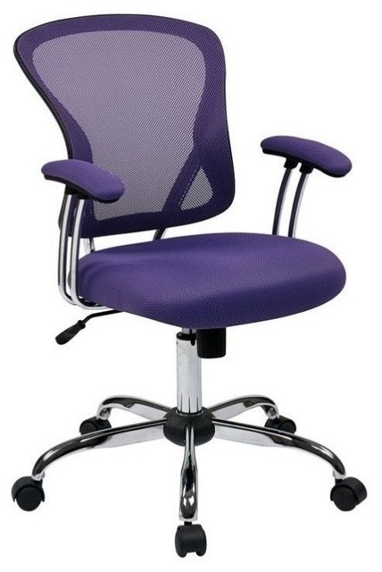 Scranton & Co Modern Mesh Fabric Task Office Chair in Purple/Chrome