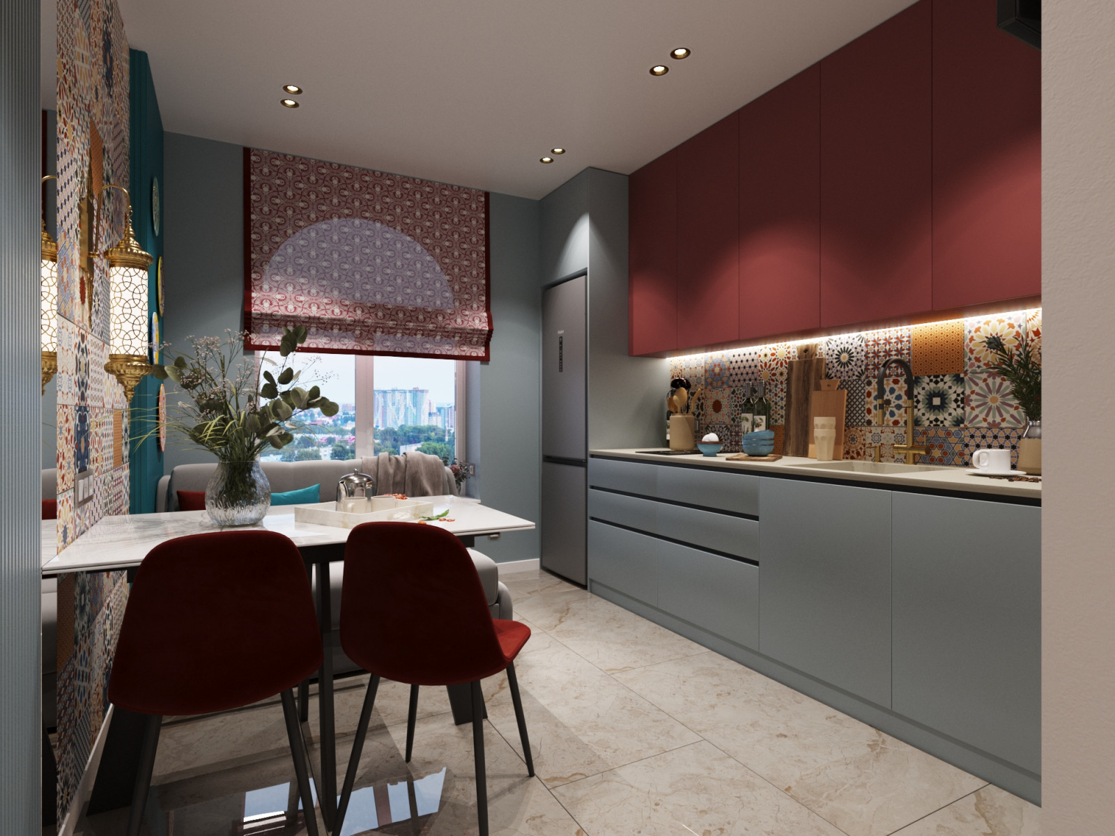 Дизайн проект - яркая двухкомнатная квартира 56 м2