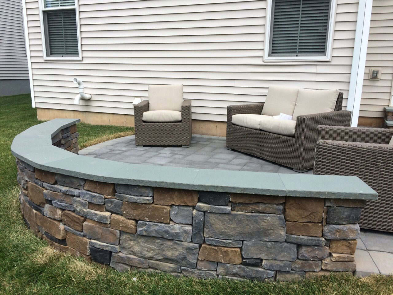 Patio and sitting wall