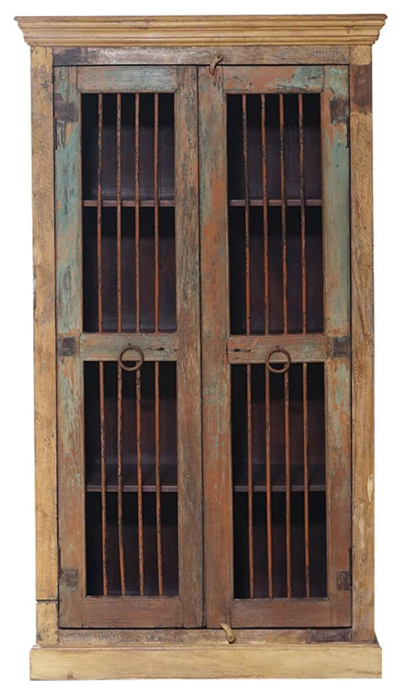 Apizaco Solid Wood Iron Grill Door Armoire With Internal Shelves - Rustic -  Armoires And Wardrobes - by Sierra Living Concepts Inc | Houzz