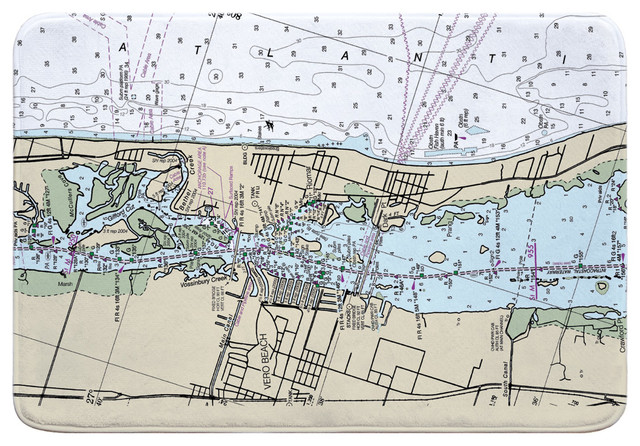 Fl Vero Beach Fl Nautical Chart Memory Foam Bath Mat Contemporary Bath Mats By Island Girl Home Inc