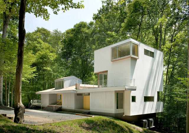 Forest House in Spring contemporary-exterior