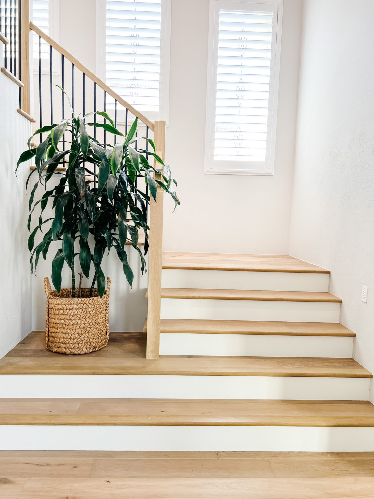 Design ideas for a transitional staircase in San Diego.