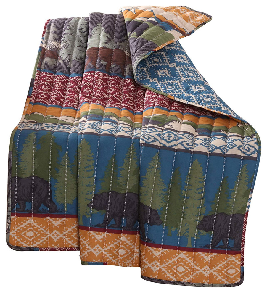 Greenland Black Bear Lodge Throw Accessory Rustic Throws by Uber