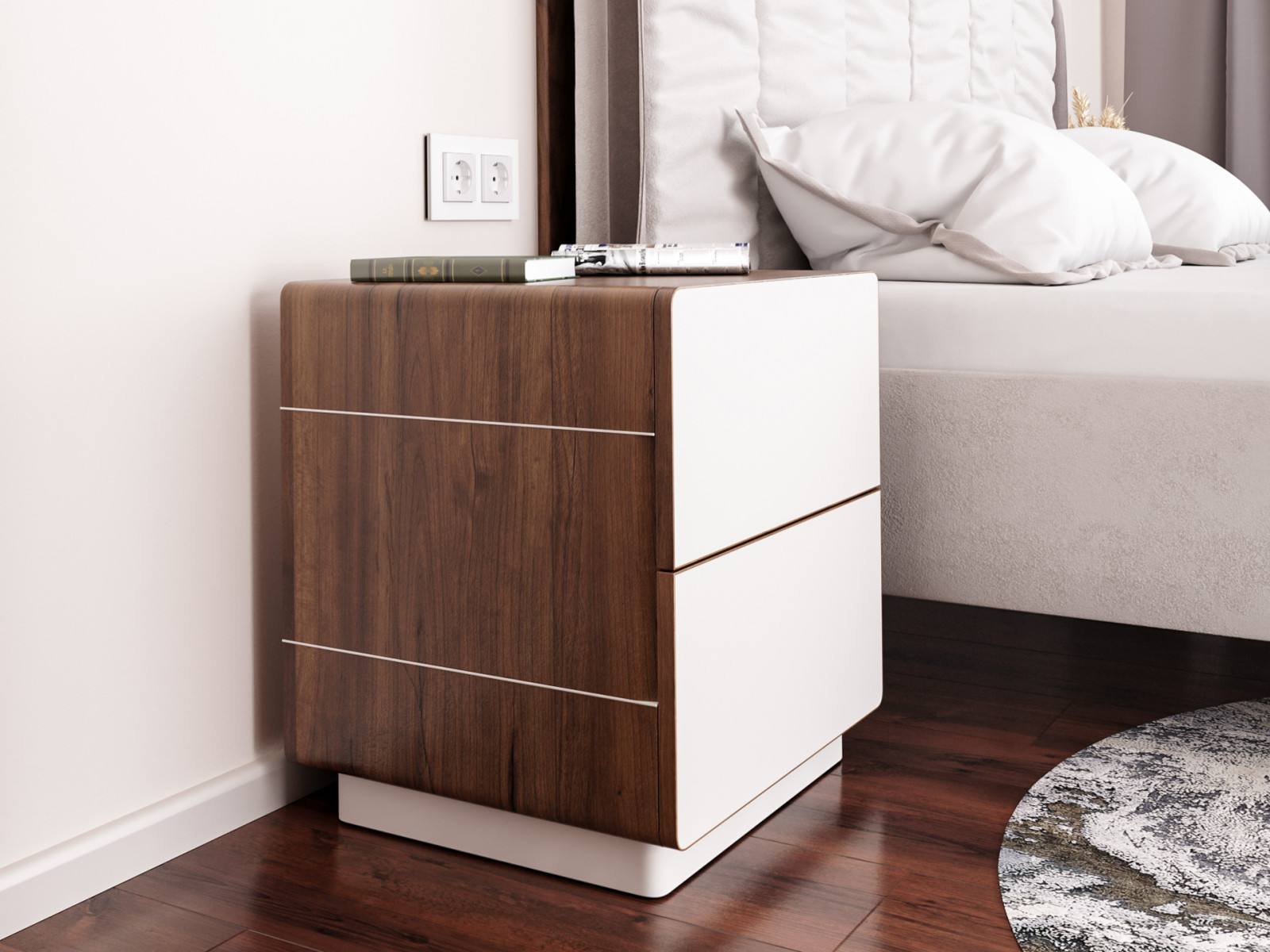 Прикроватные тумбочки и комод в интерьере спальни