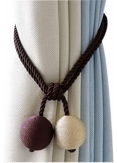 Modern Curtain Straps Curtain Rope Tied Band Two Knot Balls Dark