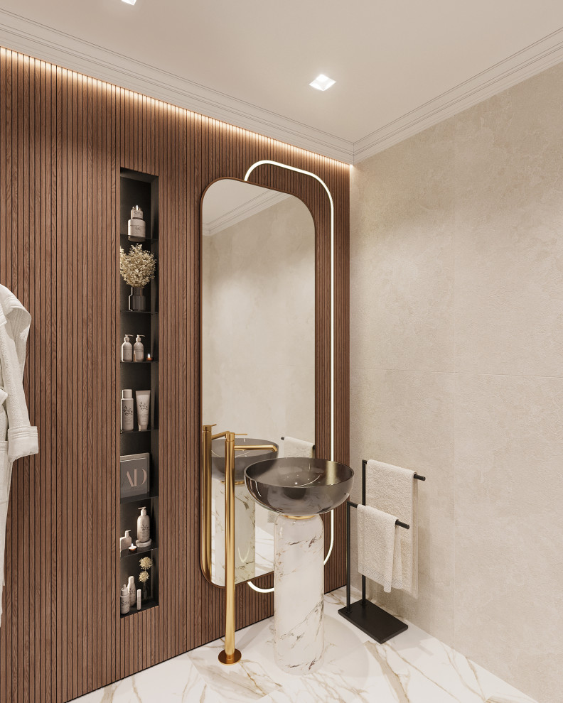 Маленький и модный совмещенный санузел