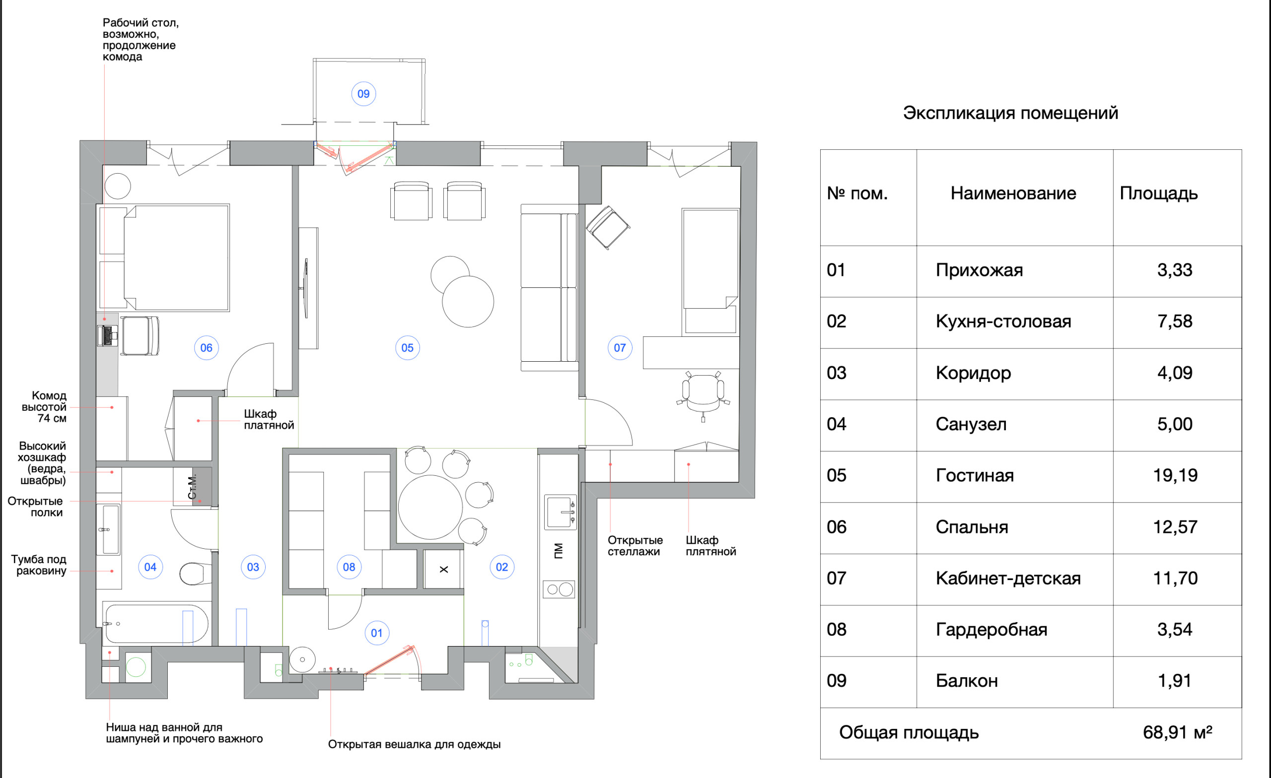 Поиск планировки: 6 вариантов и финал — для апартаментов 71 кв.м | Houzz  Россия