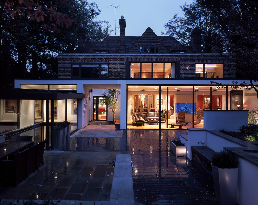 Large contemporary three-storey house exterior in London.