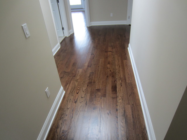 Aquebogue New Construction 3 1 4 Red Oak Installed Stained