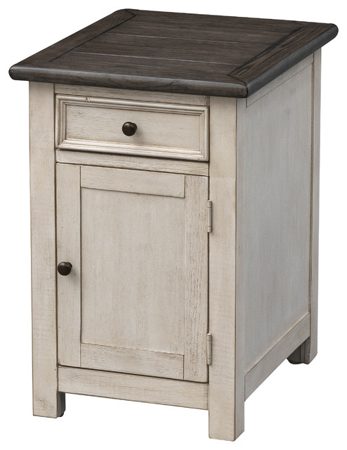St Claire Cream 1 Door 1 Drawer Chairside Cabinet Farmhouse