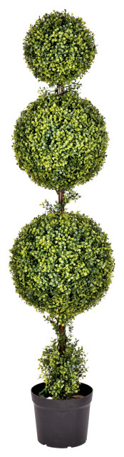 Vickerman 5' Artificial Potted Triple Ball Green Boxwood Topiary