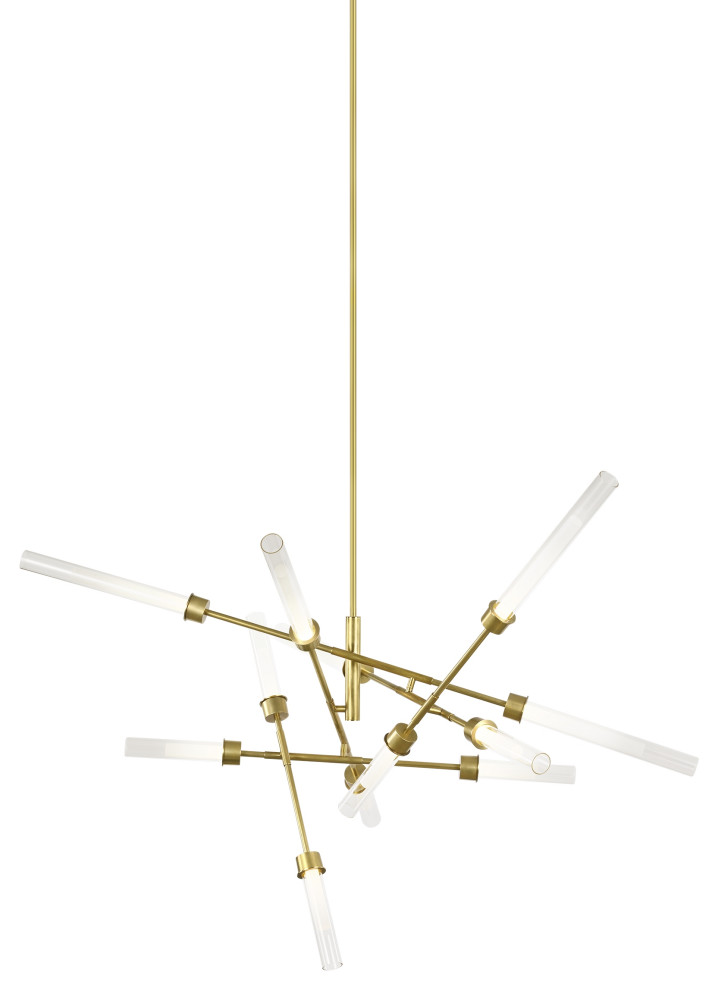 Linger 12-Light Abstract" Chandelier in Natural Brass