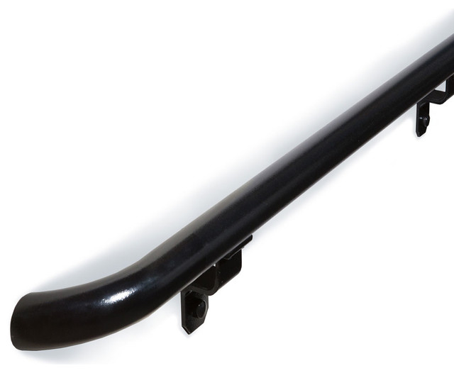 1.9"x 16' Round Aluminum ADA Handrail With Wall Returns, Hammered Black