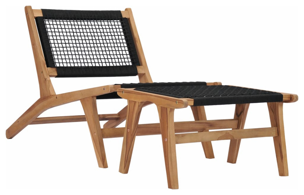 vidaXL Deckchair Patio Lounge Chair with Footrest Sunlounger Solid Teak Wood