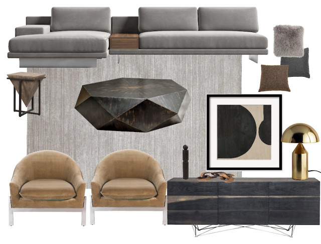 E-Design Concept Board Modern Classic Living Room Est. Budget $13,900 -  Moderno - Salón - Nueva York - de My Dream Home Design | Houzz