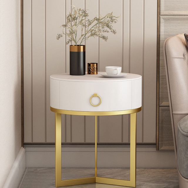 Modern Nightstand White Nightstand Bedside Table with Gold Frame - Bedroom  - Los Angeles - by HOMARY LIMITED | Houzz IE