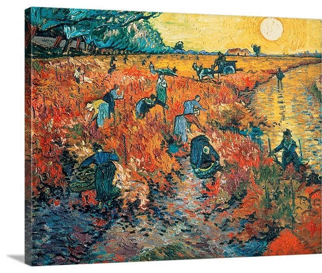 Red Vineyards At Arles 1888 Wrapped Canvas Art Print 30 X24 X1 5