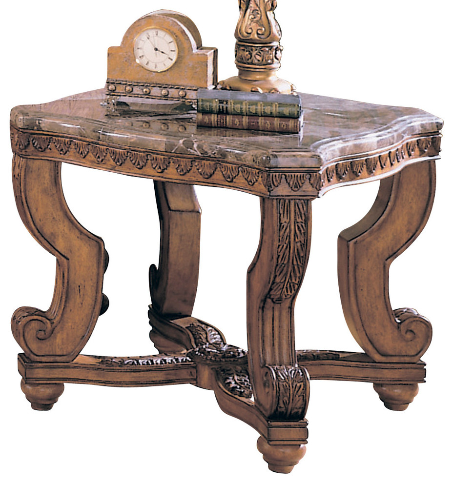 Homelegance Tarantula Square End Table With Marble Top Traditional