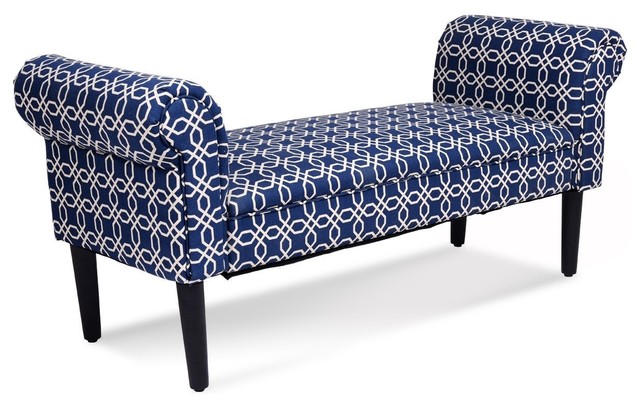 53 5 Rolled Arm Padded Bed Bench Midcentury Upholstered