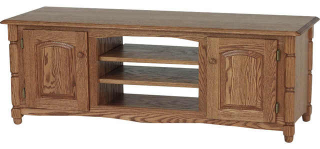 Solid Oak Country Style Tv Stand With Cabinet Traditional