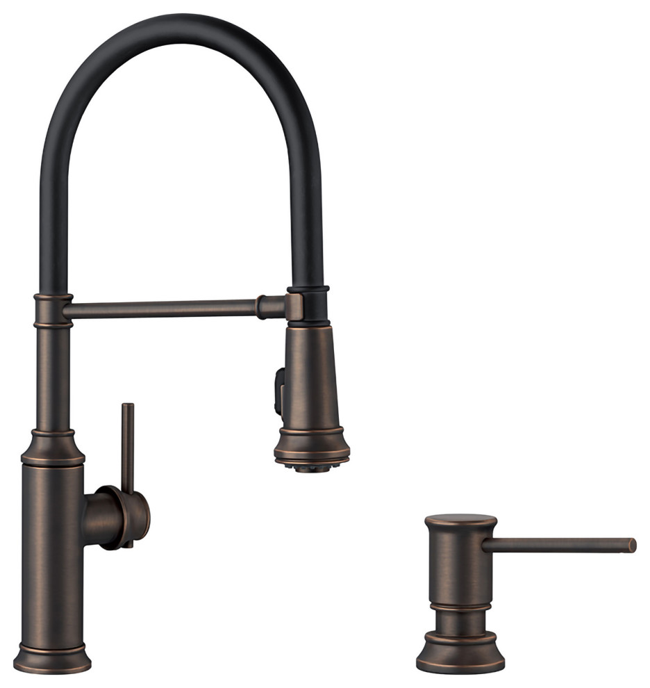 Blanco Empressa SemiPro Kitchen Faucet With Soap Dispenser, Oil Rubbed