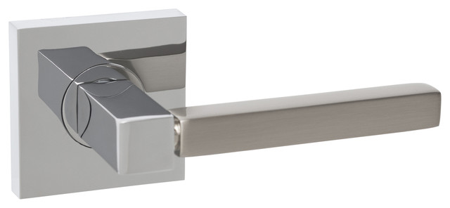 Texel Modern Interior Door Lever In Two Tone Chrome And Satin Nickel Passage