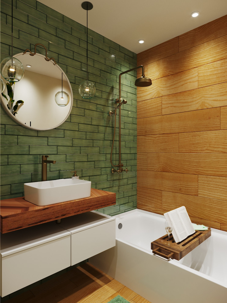 Зелёная ванная комната