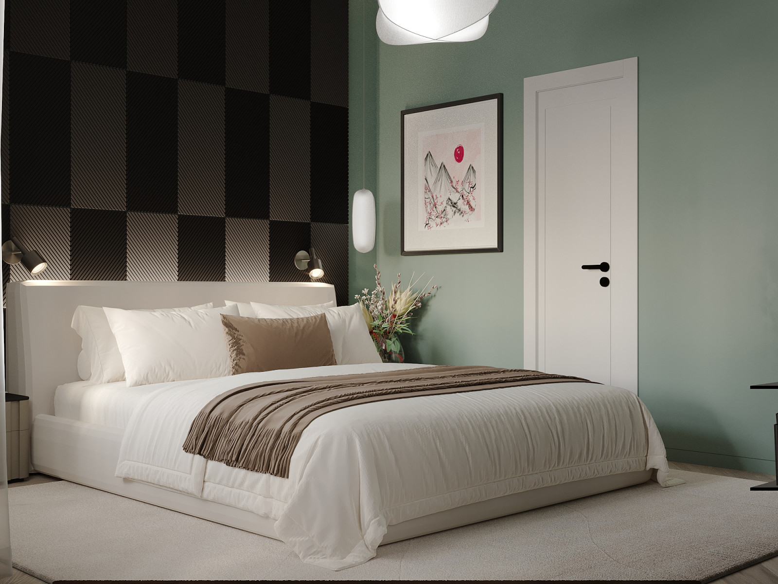 Спальня с японским акцентом.