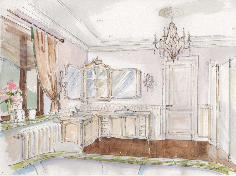 Акварельные эскизы к проекту: Загородного дома в стиле Прованс.