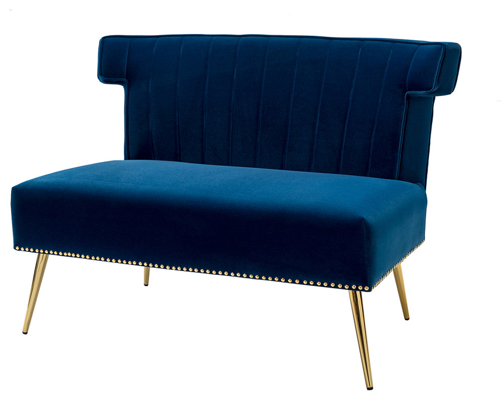 Contemporary 46" Armless Loveseat With Nailhead Trim Midcentury