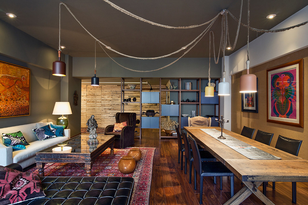 This is an example of an eclectic open plan dining in Other.