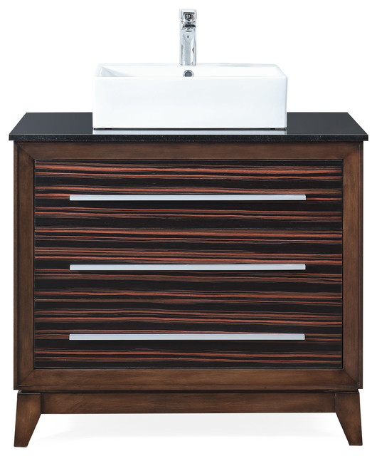 36" Stoughton Vessel Sink Bathroom Vanity Transitional Bathroom