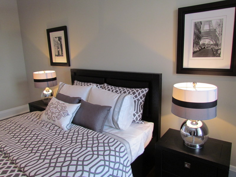 This is an example of a modern bedroom in Toronto.