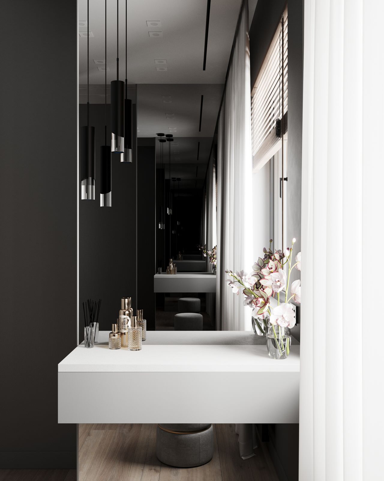 Стильный дом с красными акцентами