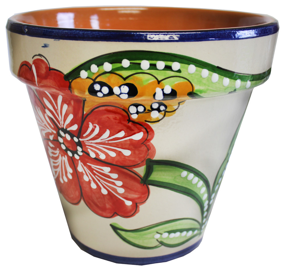 Spanish Flower Pot 7.25" D Mediterranean Outdoor Pots And Planters
