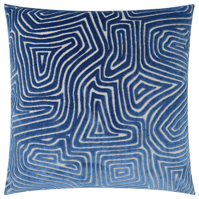 Vertigo Pillow Blue, 24" x 24" Contemporary Decorative Pillows by Sideboards and Things
