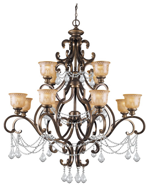 Crystorama Norwalk 12 Light Chandelier 7512BUCLMWP Bronze Umber