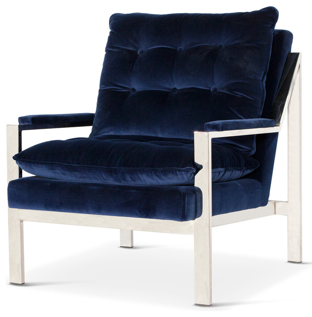 navy blue leather arm chair