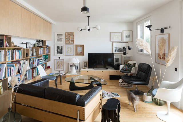 Restructuration d'un appartement de 1961 trendy-dagligstue