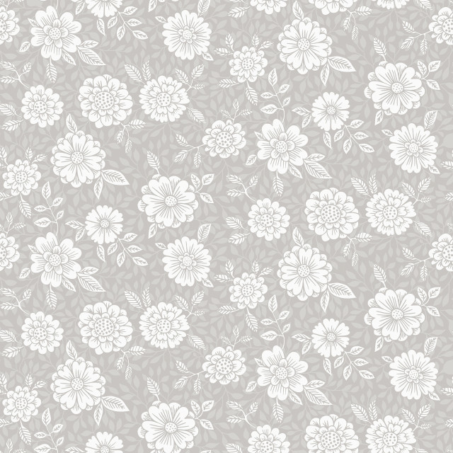 Lizette Grey Charming Floral Wallpaper, Bolt - Contemporary - Wallpaper ...