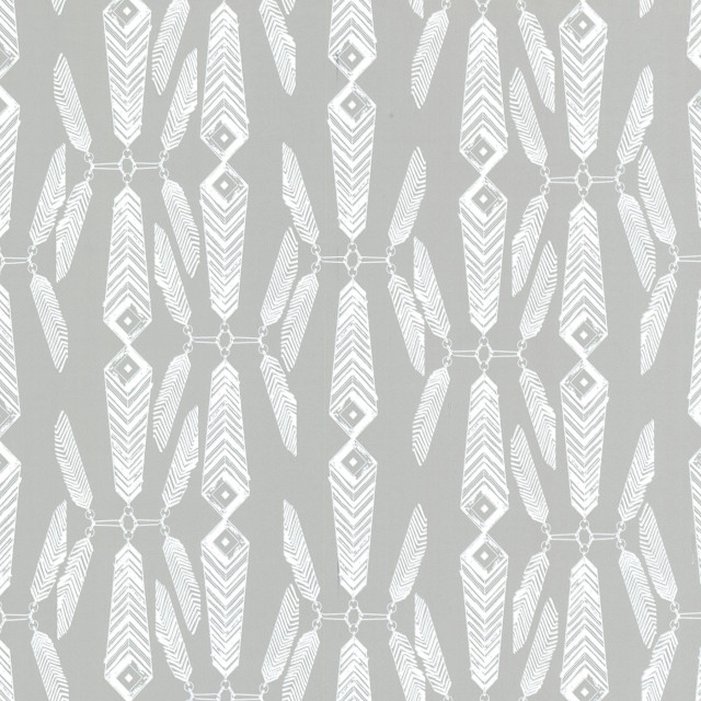 Lainey Gray Feather Wallpaper Contemporary Wallpaper by Brewster