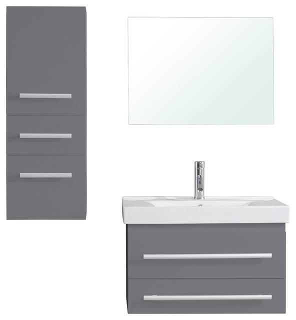 Antonio 30 Single Bath Vanity Gray White Ceramic Top Sink Faucet Mirror