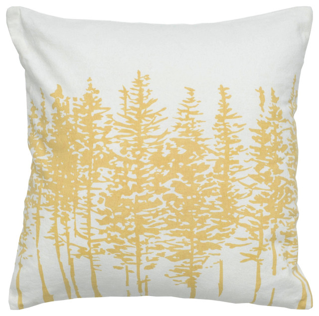 Rizzy Home T05262 trees 18"x18" Pillow Ivory/Yellow